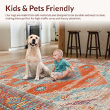 Ultra Soft Area Rug, Non Slip, Stain Resistant, Washable Area Rugs for Living Room, Bedroom, Bold Striped Design with Cozy Vibes(Orange)