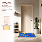 Ultra Soft Area Rug, Non Slip, Stain Resistant, Washable Area Rugs for Living Room, Bedroom, Joyful Tune Themed Artwork(Blue)