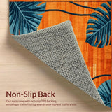 Ultra Soft Area Rug, Non Slip, Stain Resistant, Washable Area Rugs for Living Room, Bedroom, Rustic Earthy Lotus Print(Orange)