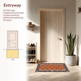 Ultra Soft Area Rug, Non Slip, Stain Resistant, Washable Area Rugs for Living Room, Bedroom, Timeless Vintage Botanical Design(Orange)