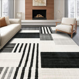Ultra Soft Area Rug, Non Slip, Stain Resistant, Washable Area Rugs for Living Room, Bedroom, Elegant Monochrome Striped Woven Rug for Indoor Outdoor Layering Design(Gray)