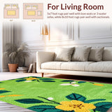 Ultra Soft Area Rug, Non Slip, Stain Resistant, Washable Area Rugs for Living Room, Bedroom, Artistic Mushroom L-Shaped Washable Kitchen Decor(Green)