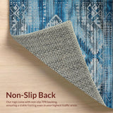 Ultra Soft Area Rug, Non Slip, Stain Resistant, Washable Area Rugs for Living Room, Bedroom, Rustic Neutral Tiled Arrangement(Blue)