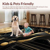 Ultra Soft Area Rug, Non Slip, Stain Resistant, Washable Area Rugs for Living Room, Bedroom, Sophisticated Abstract Marble Aesthetic(Gold)