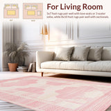 Ultra Soft Area Rug, Non Slip, Stain Resistant, Washable Area Rugs for Living Room, Bedroom, Elegant Curated Pink Wave Motif(Red)