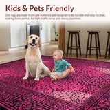 Ultra Soft Area Rug, Non Slip, Stain Resistant, Washable Area Rugs for Living Room, Bedroom, Luxurious Pink Graphic Print(Pink)