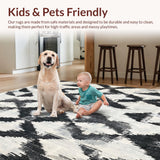 Ultra Soft Area Rug, Non Slip, Stain Resistant, Washable Area Rugs for Living Room, Bedroom, Ebony & Ivory Lattice Weave Rug Chic Doormat Flair(Gray)