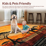 Ultra Soft Area Rug, Non Slip, Stain Resistant, Washable Area Rugs for Living Room, Bedroom, Bold Orange and Brown Palette(Orange)