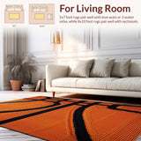 Ultra Soft Area Rug, Non Slip, Stain Resistant, Washable Area Rugs for Living Room, Bedroom, Chic Athletic Motif Ensemble(Orange)