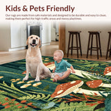 Ultra Soft Area Rug, Non Slip, Stain Resistant, Washable Area Rugs for Living Room, Bedroom, Charming Rustic Wildflower Arrangement(Green)