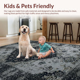 Ultra Soft Area Rug, Non Slip, Stain Resistant, Washable Area Rugs for Living Room, Bedroom, Elegant Monochrome Retro Pattern(Gray)