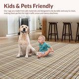 Ultra Soft Area Rug, Non Slip, Stain Resistant, Washable Area Rugs for Living Room, Bedroom, Vibrant Modern Tiled Texture(Beige)