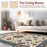 Ultra Soft Area Rug, Non Slip, Stain Resistant, Washable Area Rugs for Living Room, Bedroom, Chic Earthy Floral Motif(Beige)