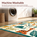 Ultra Soft Area Rug, Non Slip, Stain Resistant, Washable Area Rugs for Living Room, Bedroom, Vibrant Animal Motif Aesthetic(Ivory)