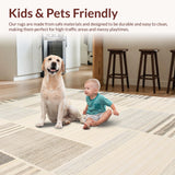 Ultra Soft Area Rug, Non Slip, Stain Resistant, Washable Area Rugs for Living Room, Bedroom, Contemporary Soft Irregular Edge(Beige)