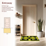 Ultra Soft Area Rug, Non Slip, Stain Resistant, Washable Area Rugs for Living Room, Bedroom, Retro Monochrome Music Motif(Yellow)