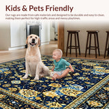 Ultra Soft Area Rug, Non Slip, Stain Resistant, Washable Area Rugs for Living Room, Bedroom, Intricate(Blue)