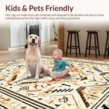 Ultra Soft Area Rug, Non Slip, Stain Resistant, Washable Area Rugs for Living Room, Bedroom, Transitional Geometric Rustic Appeal(Beige)
