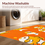 Ultra Soft Area Rug, Non Slip, Stain Resistant, Washable Area Rugs for Living Room, Bedroom, Cute Marine Creature Visual Appeal(Orange)