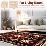 Ultra Soft Area Rug, Non Slip, Stain Resistant, Washable Area Rugs for Living Room, Bedroom, Rustic Texas Star Farmhouse Kitchen Anti-Fatigue Mat(Red)