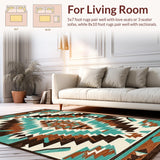 Ultra Soft Area Rug, Non Slip, Stain Resistant, Washable Area Rugs for Living Room, Bedroom, Minimalist Aztec Linear Patterns(Brown)