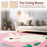 Ultra Soft Area Rug, Non Slip, Stain Resistant, Washable Area Rugs for Living Room, Bedroom, Sunny Floral Spring Celebration(Pink)