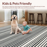 Ultra Soft Area Rug, Non Slip, Stain Resistant, Washable Area Rugs for Living Room, Bedroom, Zen Garden Path Rug: Black and White Striped Entryway Rug(Black)