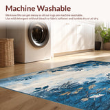 Ultra Soft Area Rug, Non Slip, Stain Resistant, Washable Area Rugs for Living Room, Bedroom, Blue & Beige Non Shedding Abstract(Blue)