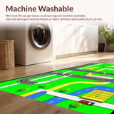 Ultra Soft Area Rug, Non Slip, Stain Resistant, Washable Area Rugs for Living Room, Bedroom, Dynamic Roadway Exploration Design(Green)