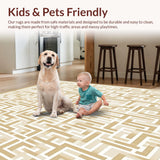 Ivory Maze Beige Geometric Accent Modern Art(Beige)