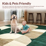 Ultra Soft Area Rug, Non Slip, Stain Resistant, Washable Area Rugs for Living Room, Bedroom, Modern Abstract Swirls Machine Area(Green)
