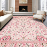 Ultra Soft Area Rug, Non Slip, Stain Resistant, Washable Area Rugs for Living Room, Bedroom, Dusty Pink Earthy Trellis Theme(Pink)