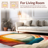 Ultra Soft Area Rug, Non Slip, Stain Resistant, Washable Area Rugs for Living Room, Bedroom, Colorful Geometric Abstract Motif(Orange)