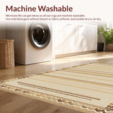 Ultra Soft Area Rug, Non Slip, Stain Resistant, Washable Area Rugs for Living Room, Bedroom, Sophisticated Scalloped Detail Accent(Beige)
