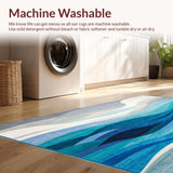 Ultra Soft Area Rug, Non Slip, Stain Resistant, Washable Area Rugs for Living Room, Bedroom, Coastal Blue Wave Abstract Area Rug Modern Artistic Funky Ocean Current Carpet(Blue)