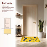 Ultra Soft Area Rug, Non Slip, Stain Resistant, Washable Area Rugs for Living Room, Bedroom, Dynamic Irregular Floral Statement(Yellow)