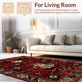 Ultra Soft Area Rug, Non Slip, Stain Resistant, Washable Area Rugs for Living Room, Bedroom, Playful Quirky Cat Aesthetic(Red)