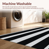 Ultra Soft Area Rug, Non Slip, Stain Resistant, Washable Area Rugs for Living Room, Bedroom, Classic Black and White Trellis(Black)