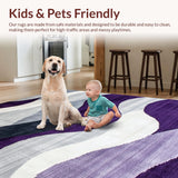 Ultra Soft Area Rug, Non Slip, Stain Resistant, Washable Area Rugs for Living Room, Bedroom, Vibrant Modern Abstract Geometry(Purple)