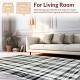 Ultra Soft Area Rug, Non Slip, Stain Resistant, Washable Area Rugs for Living Room, Bedroom, Striped Modern Entryway Rug: Handwoven Geometric Doormat(Black)