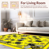 Ultra Soft Area Rug, Non Slip, Stain Resistant, Washable Area Rugs for Living Room, Bedroom, Elegant Floral Hexagonal Arrangement(Yellow)