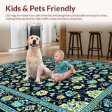 Ultra Soft Area Rug, Non Slip, Stain Resistant, Washable Area Rugs for Living Room, Bedroom, Vibrant Distressed Geometric Elegance(Blue)