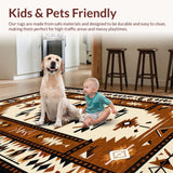 Ultra Soft Area Rug, Non Slip, Stain Resistant, Washable Area Rugs for Living Room, Bedroom, Vibrant Ethnic Symbolic Arrangement(Beige)