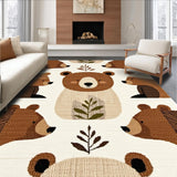 Ultra Soft Area Rug, Non Slip, Stain Resistant, Washable Area Rugs for Living Room, Bedroom, Soft Earth Tone Bear Motif(Brown)