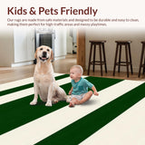 Contemporary Striped Beige Dark Green Area(Green)