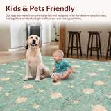 Ultra Soft Area Rug, Non Slip, Stain Resistant, Washable Area Rugs for Living Room, Bedroom, Cute Aesthetic Scalloped Bow Rug for Trendy Bathroom Spaces(Blue)