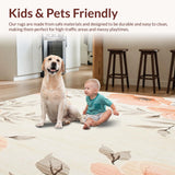Ultra Soft Area Rug, Non Slip, Stain Resistant, Washable Area Rugs for Living Room, Bedroom, Boho Petal Non Slip Beige Flower Entryway(Beige)