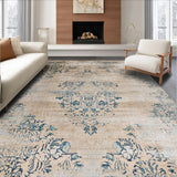 Ultra Soft Area Rug, Non Slip, Stain Resistant, Washable Area Rugs for Living Room, Bedroom, Chic Soft Neutral Medallion Design(Beige)