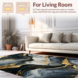 Ultra Soft Area Rug, Non Slip, Stain Resistant, Washable Area Rugs for Living Room, Bedroom, Sophisticated Curved Pattern Design(Black)