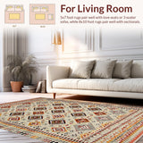 Ultra Soft Area Rug, Non Slip, Stain Resistant, Washable Area Rugs for Living Room, Bedroom, Contemporary Earthy Patterned Aesthetic(Beige)